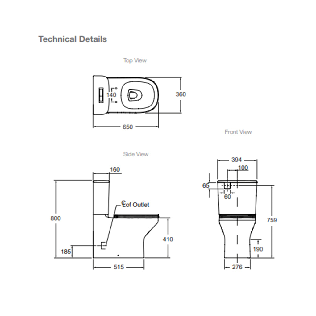 ModernLife BTW Toilet Suite with Slim Seat - Top Inlet Only 77732A-SST-0 + 77784A-0 + 76417A-0