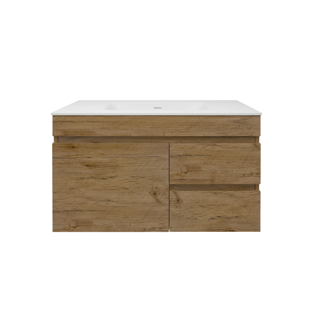 Camden Morden Wall Hung Vanity Prime Oak