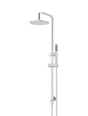 Round Combination Shower Rail 200mm Rose, Single Function Hand Shower - Polished Chrome
