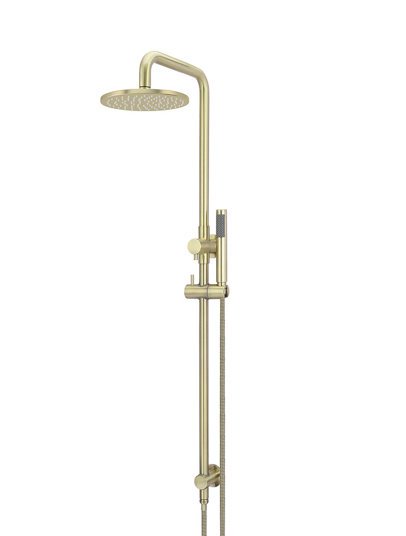 Round Combination Shower Rail 200mm Rose, Single Function Hand Shower - PVD Tiger Bronze