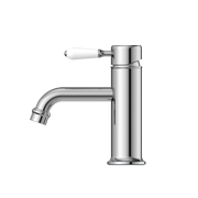 YORK STRAIGHT BASIN MIXER WITH WHITE PORCELAIN LEVER CHROME