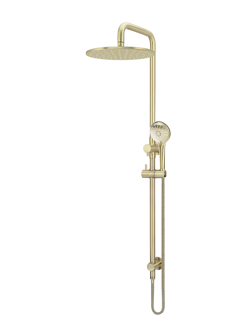 Round Combination Shower Rail 300mm Rose, Three Function Hand Shower - PVD Tiger Bronze