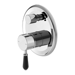 Load image into Gallery viewer, YORK SHOWER MIXER WITH DIVERTOR WITH BLACK PORCELAIN LEVER CHROME
