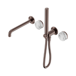 Load image into Gallery viewer, Serenity Progressive Shower System With Spout With Arabescato Corchia Handle And Slim Shower Brushed Bronze
