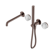 Serenity Progressive Shower System With Spout With Arabescato Corchia Handle And Slim Shower Brushed Bronze