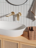 Load image into Gallery viewer, BIANCA WALL BASIN/BATH MIXER SEPARATE BACK PLATE 230MM BRUSHED GOLD
