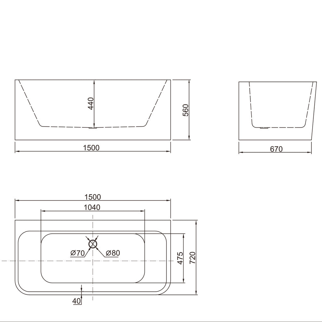 Alto Back to Wall Bath