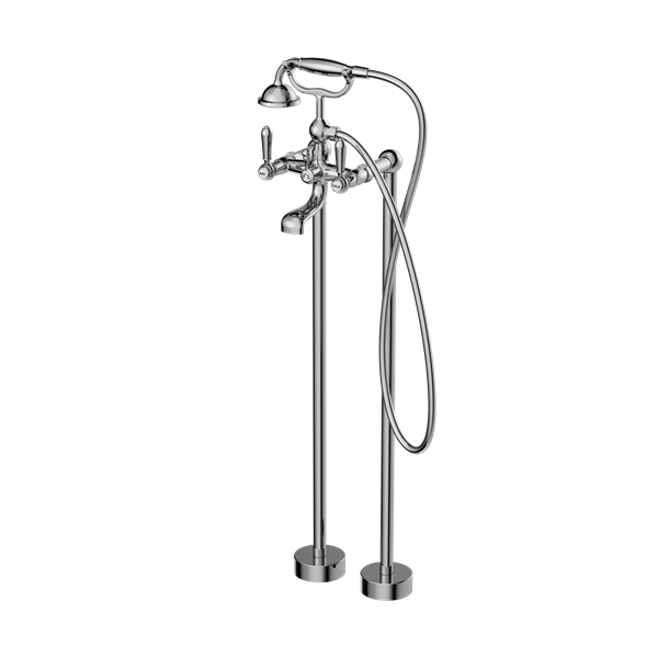 YORK FREESTANDING BATH MIXER WITH METAL HAND SHOWER CHROME