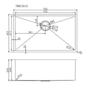 Round Corner Stainless Steel Copper PVD Coating Single Bowl Kitchen Sink(with Bottom Grid) 762*457*254mm