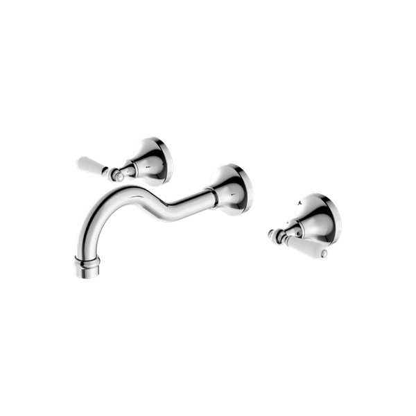 YORK WALL BASIN SET WITH WHITE PORCELAIN LEVER CHROME