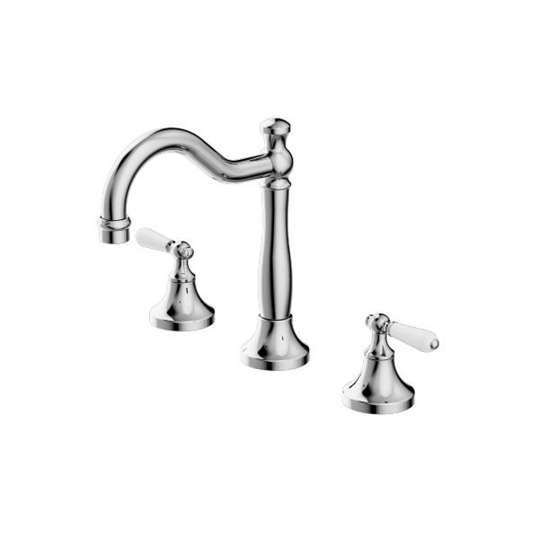 YORK BASIN SET WITH WHITE PORCELAIN LEVER CHROME