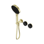Serenity Progressive Shower System With Marquina Black Handle And Serenity Hand Shower Brushed Gold