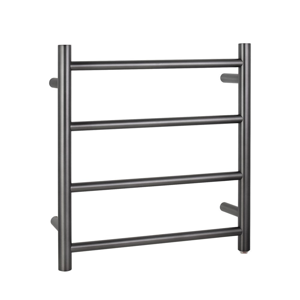 Round Brushed Gun Metal Grey Electric Heated Towel Rack 4 Bars