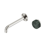 Load image into Gallery viewer, Serenity Progressive Wall Basin Mixer 220mm Spout With Verde Alpi Handle Brushed Nickel

