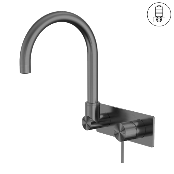 MECCA WALL BASIN/BATH MIXER SWIVEL SPOUT GUN METAL