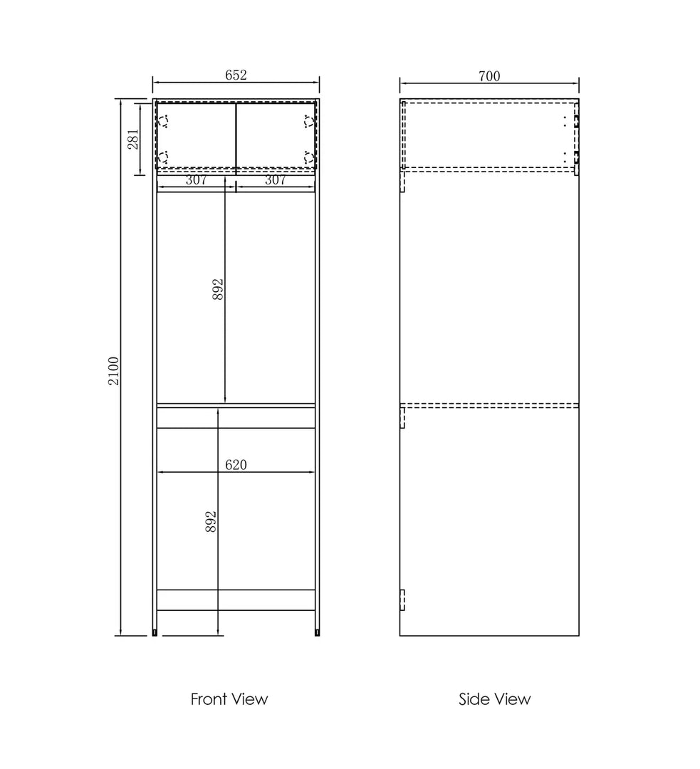 Hampshire Laundry 2100 Black Tall Washing Machine Cabinet