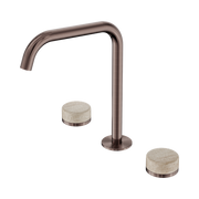 Serenity Bath/Kitchen Set Edge Spout With Rome Travertine Handle Brushed Bronze