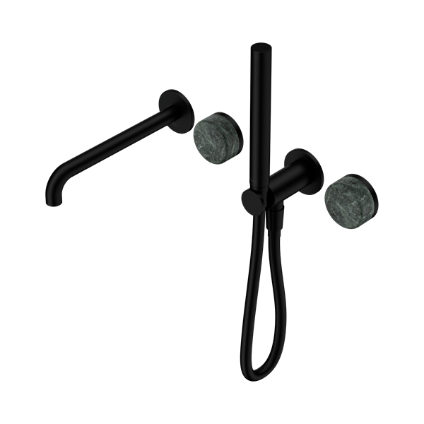 Serenity Progressive Shower System With Spout With Verde Alpi Handle And Slim Shower Matte Black
