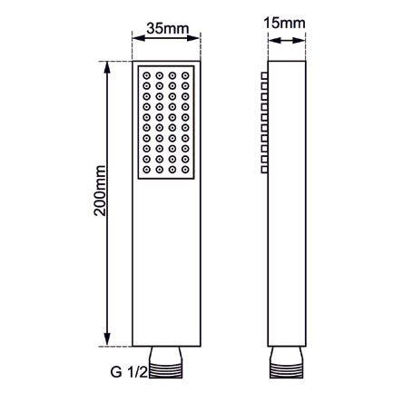 Square Single Function Black Brass Handheld Shower