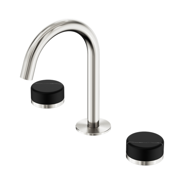 Serenity Basin Set Arc Spout With Marquina Black Handle Brushed Nickel