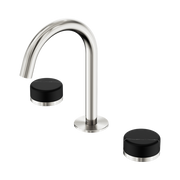 Serenity Basin Set Arc Spout With Marquina Black Handle Brushed Nickel