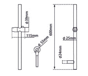 Round Chrome Stainless Steel Rail without Handheld Shower,Fixed Wall Connector Set(Stainless Steel Hose)