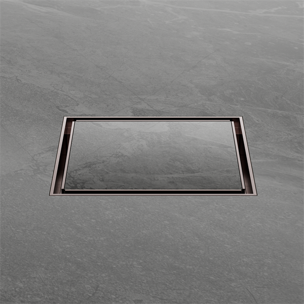 100mm Square Tile Insert Floor Waste 80mm Outlet Brushed Bronze