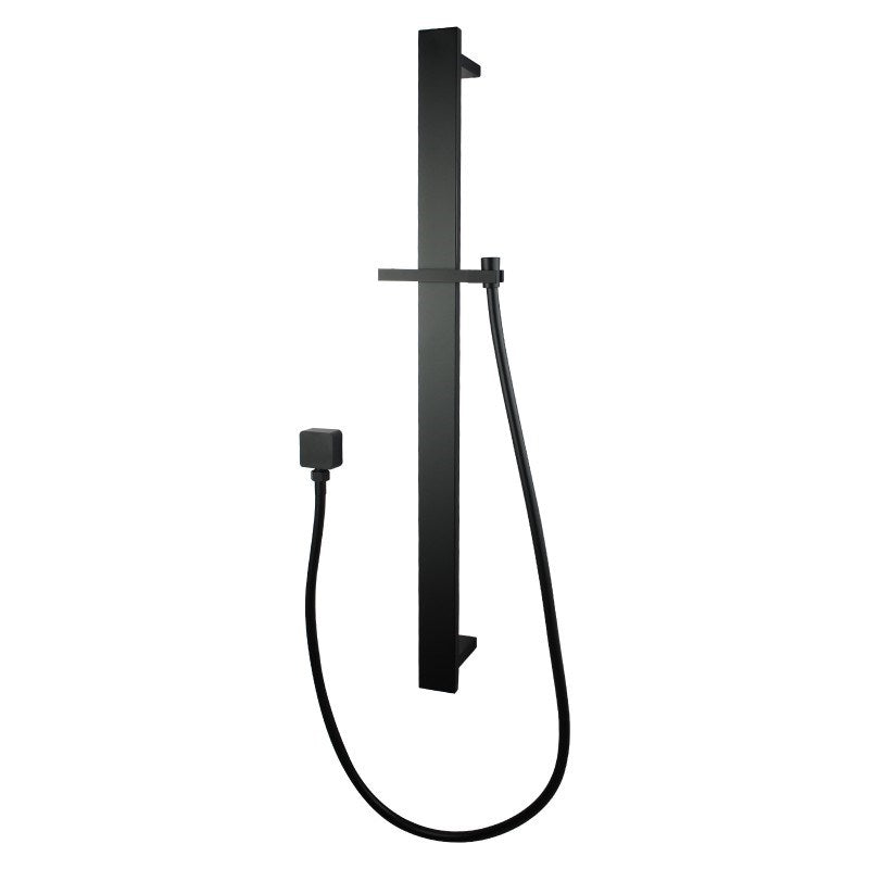 Square Black Sliding Shower Rail without Handheld Shower(PVC Hose)