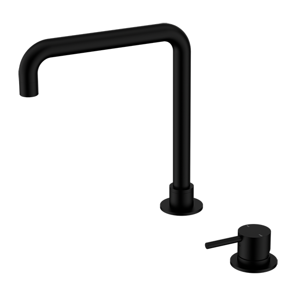 MECCA HOB BASIN MIXER SQUARE SWIVEL SPOUT MATTE BLACK