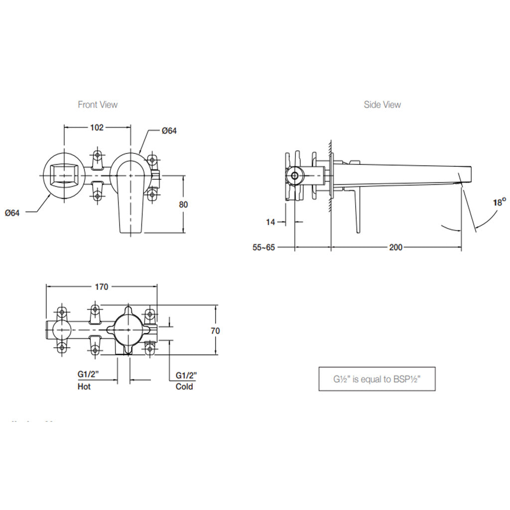 Taut Wall Mount Basin Mixer