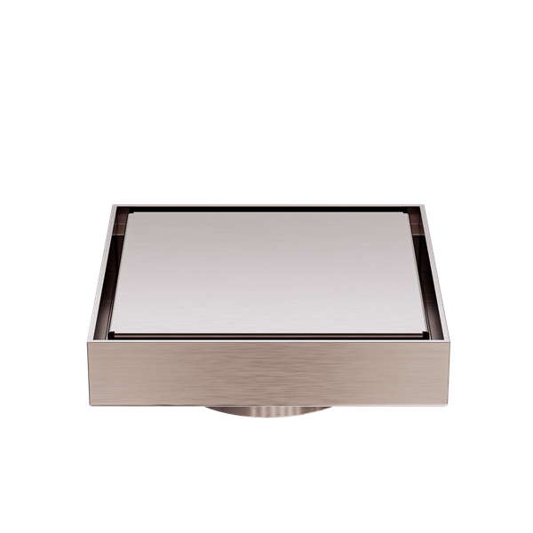 100mm Square Tile Insert Floor Waste 80mm Outlet Brushed Bronze