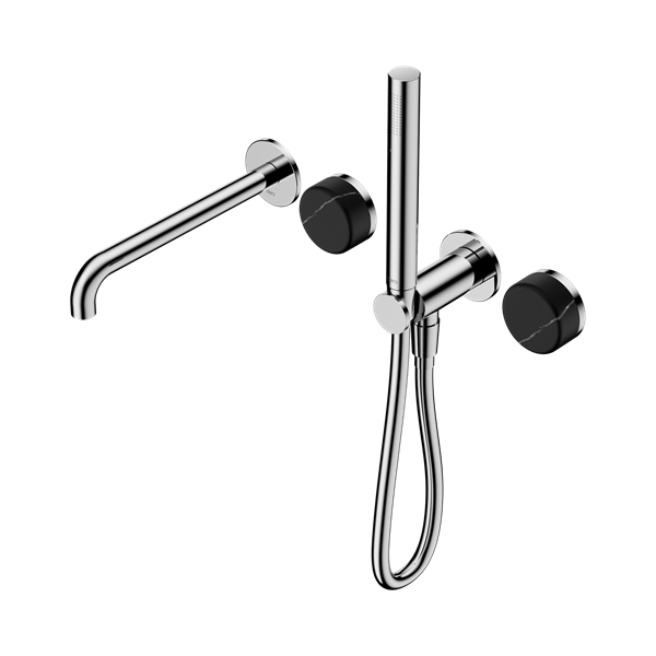 Serenity Progressive Shower System With Spout With Marquina Black Handle And Slim Shower Chrome