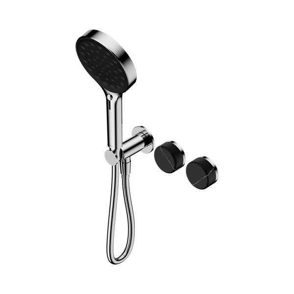 Serenity Progressive Shower System With Marquina Black Handle And Serenity Hand Shower Chrome