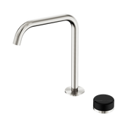 Serenity Progressive Bath/Kitchen Mixer Edge Spout With Marquina Black Handle Brushed Nickel