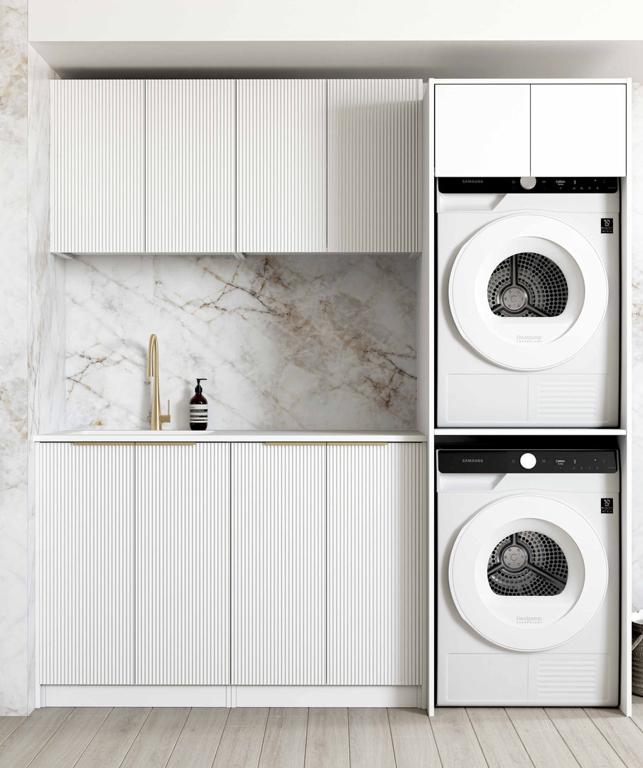 Laundry Kit 1960C Bondi White with Natural Carrara Marble Top