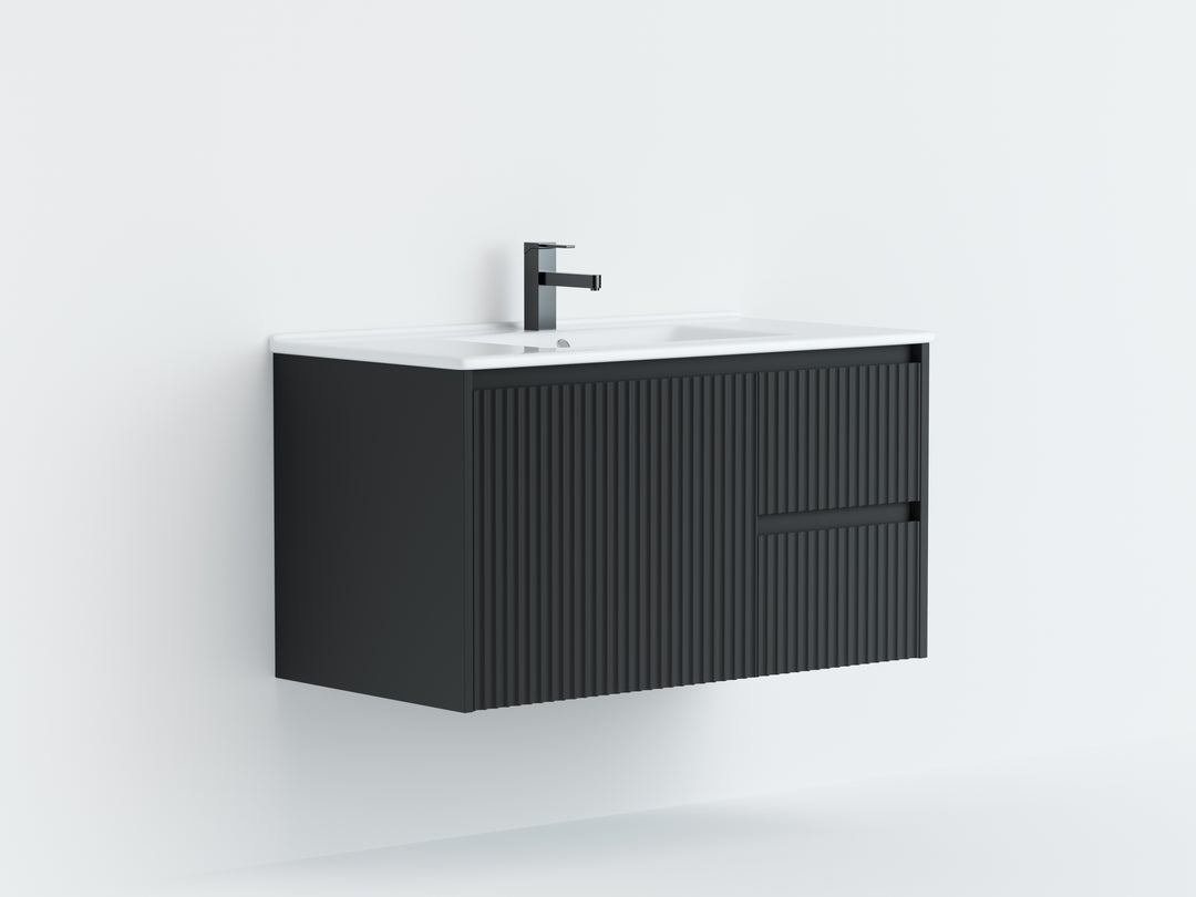 Crete Modern Wall Hung Vanity Matte Black