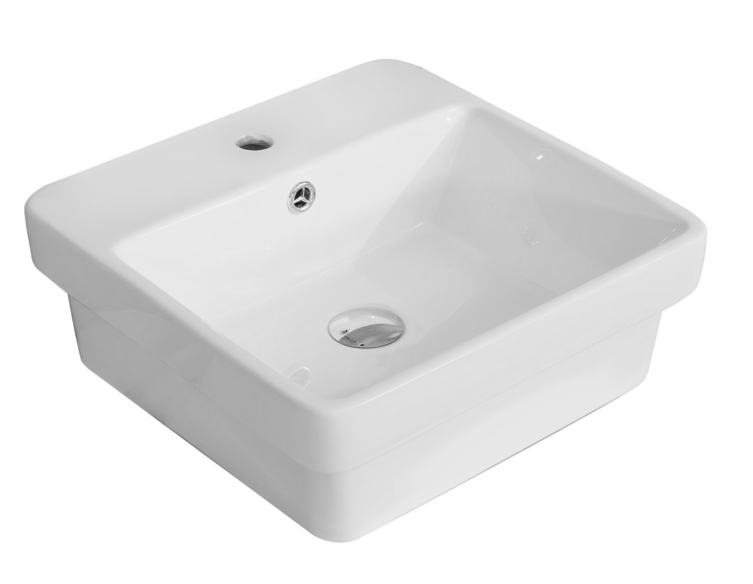 Kliff 
Fine Ceramic 
Insert Basin Tap Hole 
Overflow 32mm Waste
Size:415*415*155
Gloss white