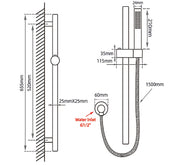Round Brushed Brass Stainless Steel Rail with Handheld Shower,Fixed Wall Connector Set