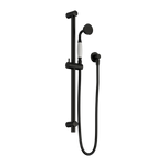 Load image into Gallery viewer, YORK SHOWER RAIL WITH WHITE PORCELAIN HAND SHOWER MATTE BLACK
