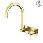 Load image into Gallery viewer, MECCA WALL BASIN/BATH MIXER SWIVEL SPOUT BRUSHED GOLD

