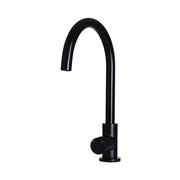Round Pinless Gooseneck Kitchen Mixer Tap - Matte Black