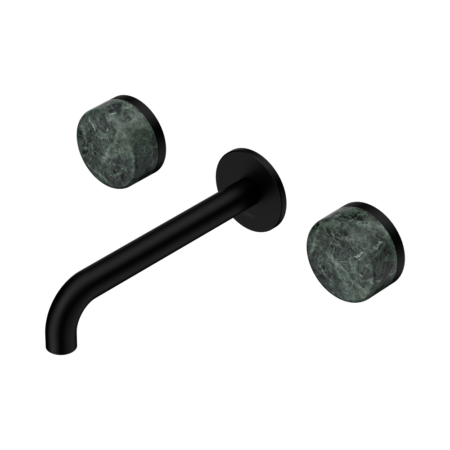 Serenity Wall Basin Set 220mm Spout With Verde Alpi Handle Matte Black