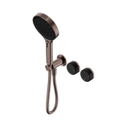 Serenity Progressive Shower System With Marquina Black Handle And Serenity Hand Shower Brushed Bronze