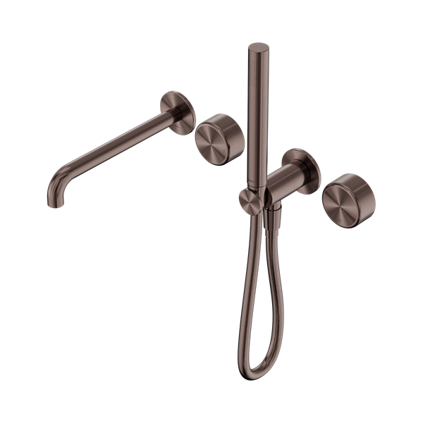 Serenity Progressive Shower System With Spout With Metal Handle And Slim Shower Brushed Bronze
