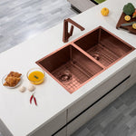 Load image into Gallery viewer, 770x450x215mm Copper Stainless Steel PVD Double Bowl Kitche Sink
