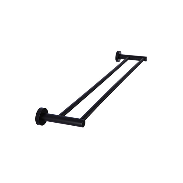 Round Double Towel Rail 600mm - Matte Black (MR01-R60)