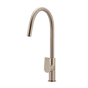 Round Paddle Piccola Pull Out Kitchen Mixer Tap - Champagne