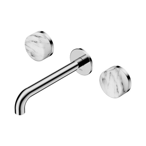 Serenity Wall Basin Set 160mm Spout With Arabescato Corchia Handle Chrome