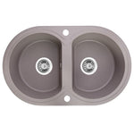 Load image into Gallery viewer, Laveo Dafne Grey Granite Double Bowl Stone Kitchen Sink 470*780*204mm(including Space Saving Siphon and Click-clack Plug)
