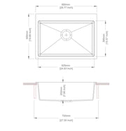 Black Carysil Waltz 680 Granite Single Bowl Stone Kitchen Sink 680*500*220mm